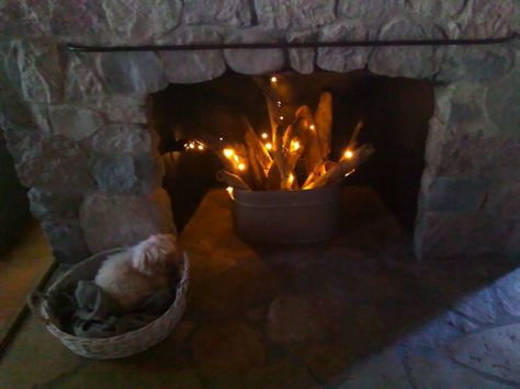 Decorate Inside Your Unused Fireplace Fireplace For Christmas, Empty Fireplace Ideas, Unused Fireplace, Cabin Fireplace, Diy Mom, Fake Fireplace, Faux Fireplace Diy, Fireplace Shelves, Brick Fireplace Makeover