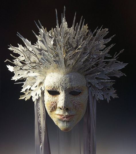 ©Cindy Salisbury Winter Mask, Paper Mache Mask, Venetian Masks, Venetian Mask, Carnival Masks, Masks Art, Masks Masquerade, Snow Queen, Ice Queen