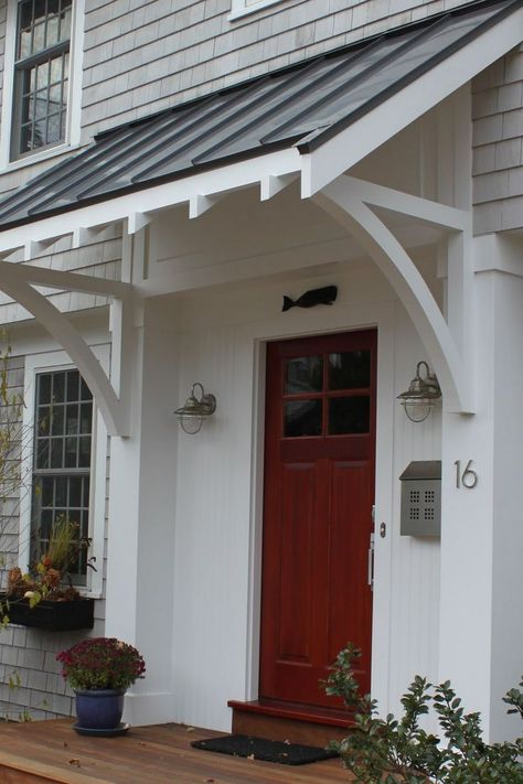 Front Door Overhang, Front Door Awning, Black Metal Roof, Door Overhang, Pergola Roof, Porch Awning, Patio Pergola, Porch Roof, Door Awnings