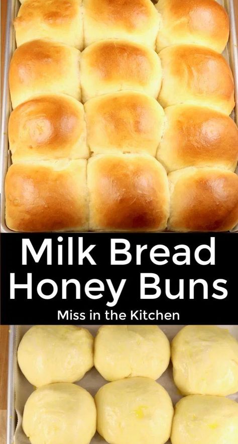 Milk Bread Honey Buns, Honey Yeast Rolls, Honey Bread Recipe, Honey Dinner, Foreign Recipes, Dinner Rolls Easy, Sweet Dinner Rolls, Milk Bread Recipe, Baked Breads