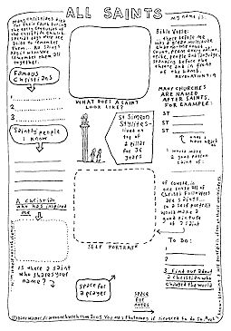 cartoon worksheet - All Saints Religion Activities, Worship Ideas, Catholic Education, Sunday School Activities, Faith Formation, All Saints Day, Catholic Kids, Religious Education, Youth Ministry