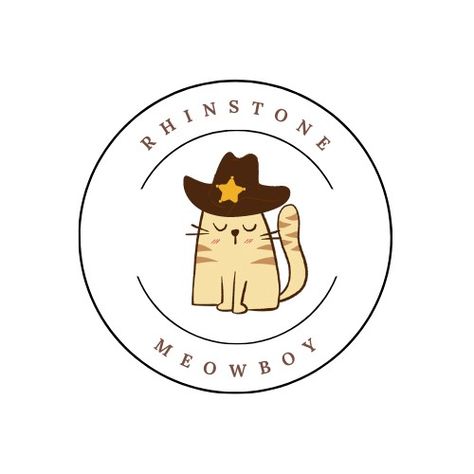 This would look amazing as a tattoo! It is a circle with the words Rhinestone above an outline of a sweet kitten wearing a cowboy hat with a star and under the cat the word Meowboy. #rhinestone #meowboy #cat #westerntattoo #punchy #af #brown #cowboyhat #2022 #tattoosleeve #tan Cat With Cowboy Hat Tattoo, Designed Tattoos, Cowboy Hat Drawing, Cowboy Hat Tattoo, Cat Tattoo Simple, Country Tattoos, Western Tattoos, Rug Ideas, Farm Art