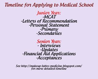 Curious about what the timeline for applying to medical school and when to start on certain parts of the AMCAS application? Check out Makeup, Lattes, and Medicine's post on the topic! Med School Application Timeline, Medical School Application, Future Surgeon, Med School Prep, Physicians Assistant, High School Prep, Medical Textbooks, Mcat Prep, Mcat Study