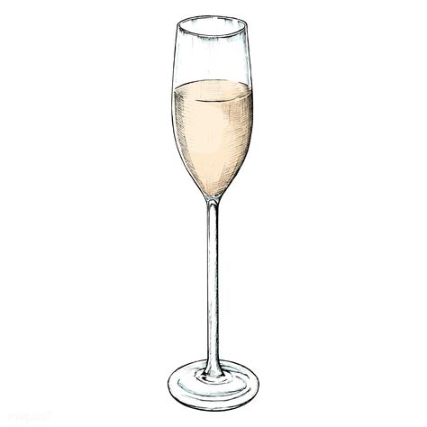 Hand drawn champagne glass | premium image by rawpixel.com Champagne Glass Illustration, Wine Glass Drawing, Glass Illustration, Vintage Champagne Glasses, Bottle Logo, Banner Shapes, Glass Champagne, Hand Drawn Wedding, Different Wines