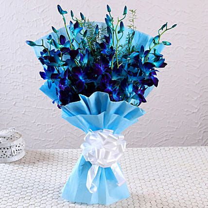 Splendid-Blue-Orchids-Bouquet Orchid Flower Bouquet, Blue Orchid Bouquet, Orchids Bouquet, Blue Orchid Flower, The Tiny Seed, Happy Birthday Cake Pictures, Send Flowers Online, Orchid Bouquet, Online Flower Delivery