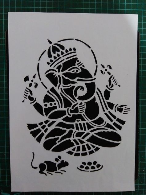 Sanji Art Mehndi, Ganesh Stencil Art, Sanghi Art, Ganpati Silhouette, Radha Krishna Stencil Art, Ganesh Stencil, Ganpati Poster, Ganesha Silhouette, Sanjhi Art