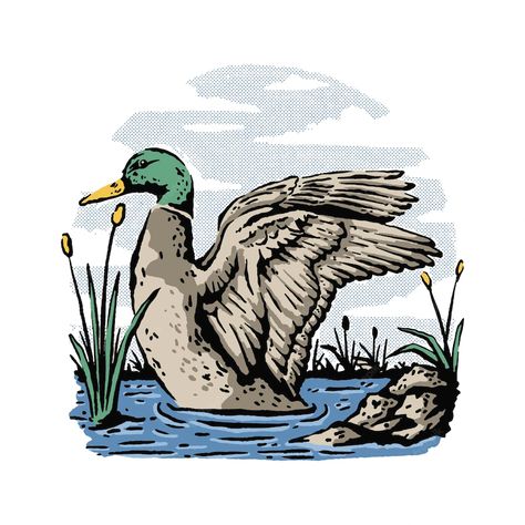 Vintage Duck Hunting, Duck Vector, Swimming Design, Duck Illustration, Hunting Art, Vintage Duck, Cabin Signs, Duck Duck, Fish Swimming