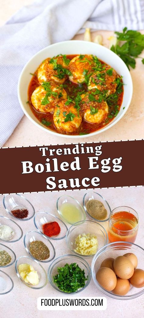 Hard Boiled Egg Recipe, Egg Sauce Recipe, Hard Boiled Egg Breakfast, Boiled Egg Recipe, Egg Boil, Sauce For Eggs, Jammy Eggs, Seafood Boil Sauce, Egg Sauce