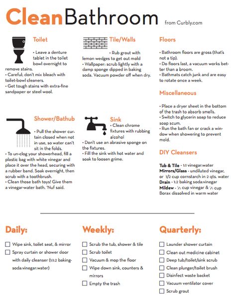 Household Cleaning Tips, Cleaning Checklist, Cleaning Schedule, Bathroom Cleaning, Cheat Sheet, Natural Cleaning Products, House Cleaning Tips, Cheat Sheets, Diy Cleaning Products