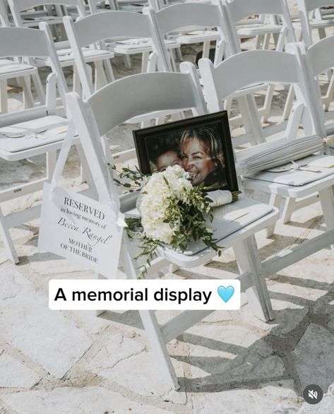 How To Honor Deceased At Wedding, Wedding Memory Table Ideas Display, Deceased Loved Ones At Wedding, Wedding Honoring Deceased, Guest Of Honor Chair, Wedding Memorial Ideas Dad, Memory Table Wedding, Memory Table, In Memory Of Dad