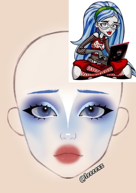 Monster High Characters Makeup, Halloween Costume With Blue Hair, Ghoulia Yelps Makeup, Ghoulia Monster High Cosplay, Makeup Ideas Cosplay, Halloween Costumes With Blue Hair, Ghoulia Makeup, Halloween Costumes Blue Hair, Ghoulia Yelps Cosplay