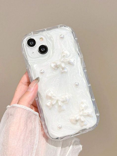 1pc/Set Creamy White Pearl Bow & Shockproof Wavy Edge Mobile Phone Case, Compatible With IPhone 15/15 Pro/15 Pro Max/14/13/12/11/X/XS/XR/Mini/Pro Max/Pro Plus, Epoxy Resin Soft CoverI discovered amazing products on SHEIN.com, come check them out! Iphone 13 White, Phone Case White, Iphone 13 Mini Case, White Phone Case, Cream Paint, Pearl Bow, Iphone Case Protective, Glitter Phone Cases, White Iphone