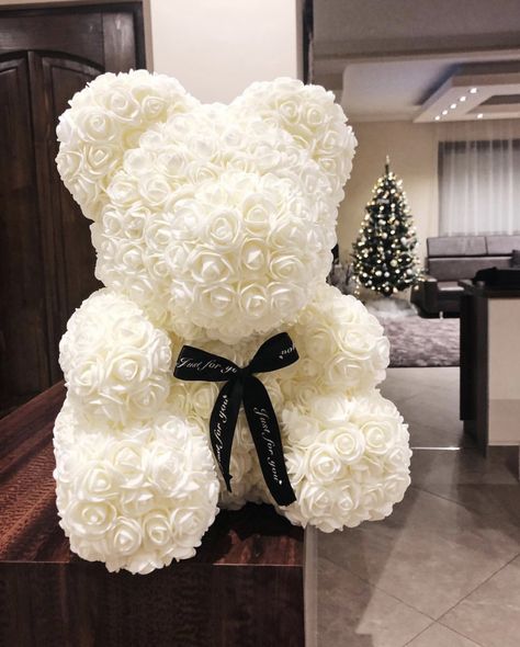 Flower Bear 🌸 Rose Bear, A Teddy Bear, White Roses, Teddy Bear, Roses, Money, White