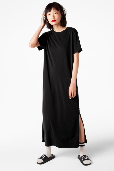 Black Tshirt Dress, Long Tshirt Dress, Oversize Outfit, Cotton Jersey Dress, Loungewear Outfits, Maxi Shirts, Dress Aesthetic, Tee Shirt Dress, Maxi Shirt Dress