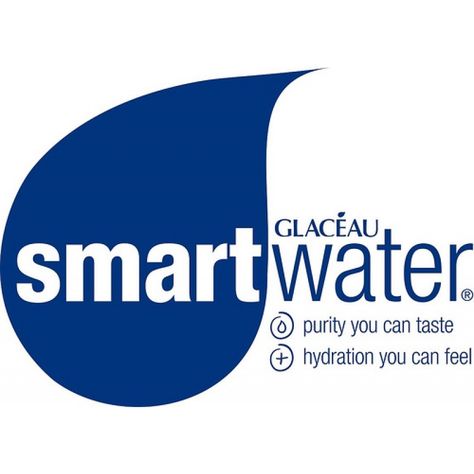 The contrast of this logo is noteworthy. I like how they used the contrast to their advantage. The word "smart" and "water" are in different colors, and it really makes the word "smart" stand out. That is the defining part of their brand, what sets them apart from other waters, and they did a good job of making visible at first glance.   Source: Prestofreshgrocery.com  http://www.prestofreshgrocery.com/glaceau-purified-smart-water-6ct.html Purified Water Logo, Water Logo Branding, Appliance Logo, Design Analysis, Water Names, Ro Water Purifier, Water Branding, Water Logo, Drinks Logo