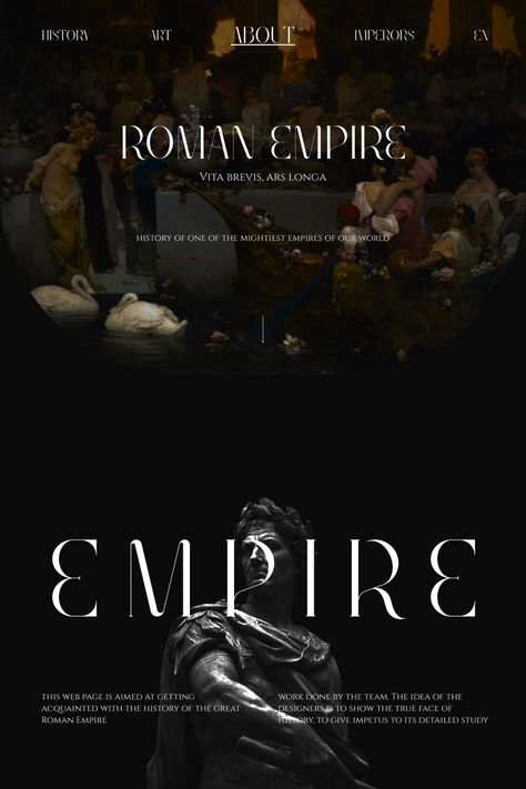 Historical Website Design, Romanticism Graphic Design, Neo Classical Graphic Design, Website Design Vintage, Roman Graphic Design, Classical Graphic Design, History Website Design, Formal Graphic Design, Greek Graphic Design