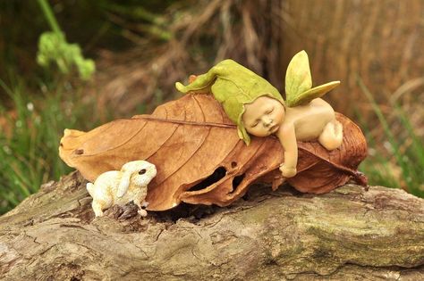 Sleeping Fairy, Fairytale Lover, Miniature Rabbits, Fairy Baby, Baby Rabbit, Fairy Art Dolls, Fairy Garden Supplies, Clay Fairies, Garden Mini