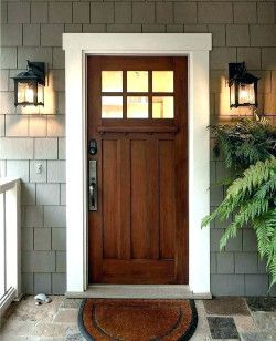 Craftsman Front Door, Entry Door Colors, Exterior Door Trim, Craftsman Front Doors, Front Door Trim, Trendy Farmhouse, Craftsman Door, Farmhouse Door, Window Trim Exterior