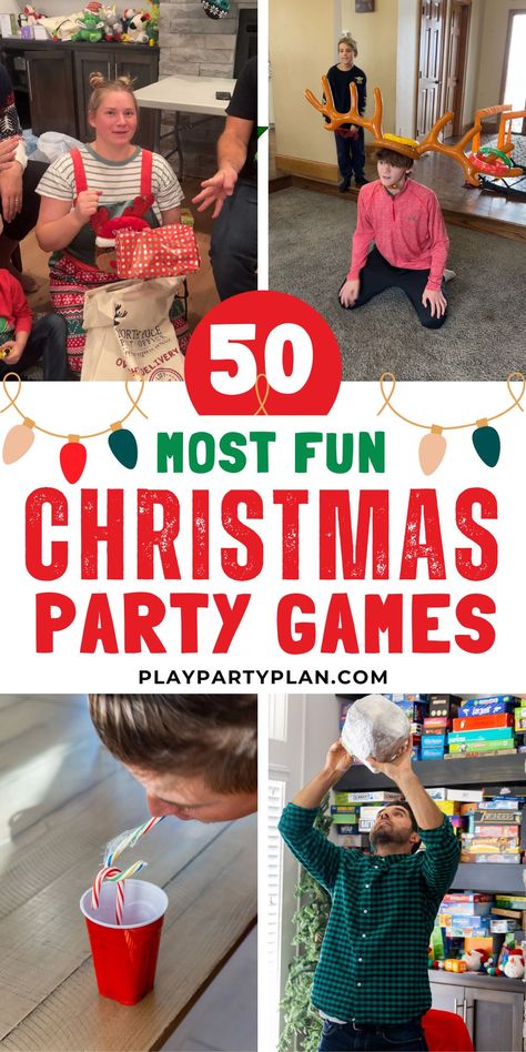 The best Christmas games ever! Fun and easy game ideas for everything from church parties to classroom (even preschool) parties! Whether you want simple games to play Christmas Eve night or printable games you can print and play right now, there are tons of ideas for you! Easy Fun Christmas Games For Family, Christmas Eve Games Families, Adult Christmas Party Games, Best Christmas Games, Christmas Eve Night, Christmas Trivia Questions, Candy Cane Game, Christmas Tree Game, Christmas Games To Play