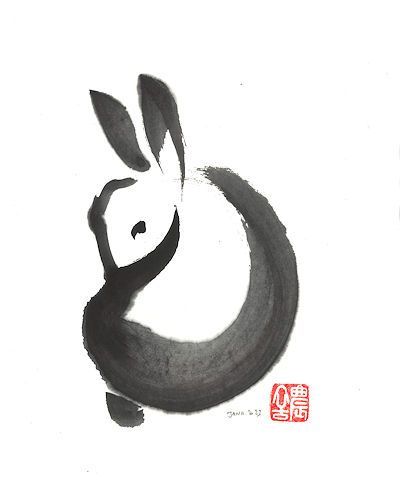 Rabbit Chinese Illustration, Japanese Bunny Tattoo, Chinese Rabbit Tattoo, Year Of The Rabbit Tattoo, Moon And Rabbit, Chinese New Year Rabbit, Japanese Rabbit, Chinese Rabbit, 2023 Year Of The Rabbit