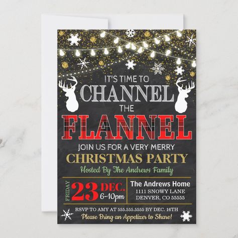 Flannel Christmas Party, Christmas Party Host, Flannel Christmas, Holiday Party Invite, Cocktail Party Themes, Xmas 2022, Dinner Party Invitations, Very Merry Christmas Party, Holiday Dinner Party