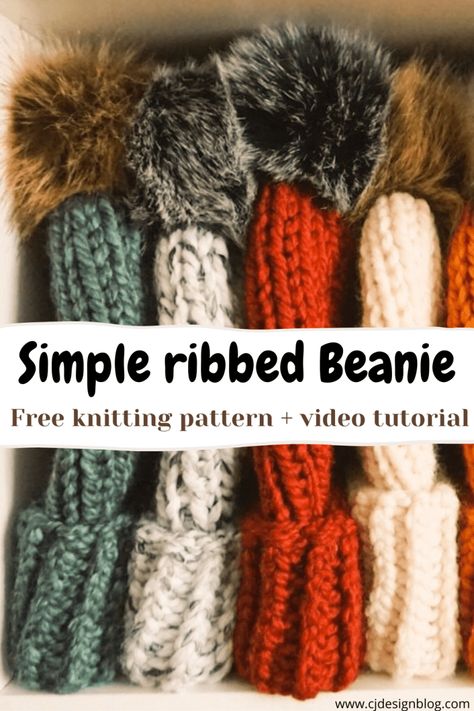 How to knit a Simple Ribbed Beanie - CJ Design Blog Beanie Outfit Ideas, Pink Beanie Outfit, Beanie Pattern Free, Easy Knit Hat, Beanie Knitting Patterns Free, Knit Beanie Pattern, Beanie Outfit, Pink Beanie, Hat Patterns Free