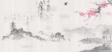 Chinese ink, chinese style, black and white poster, banner background Japanese Background, Chinese Background, Chinese Folk Art, Chinese Wallpaper, Cute Headers For Twitter, Chinese Landscape Painting, Ancient Paintings, Chinese Landscape, Theme Background