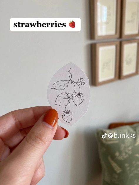 Strawberry Leaf Tattoo, Dainty Cottagecore Tattoo, Strawberry Vine Tattoo Minimalist, Cute Fruit Tattoos, Strawberry Patch Tattoo, Tattoos Cottagecore, Tiny Strawberry Tattoo, Wild Strawberry Tattoo, Strawberry Flower Tattoo