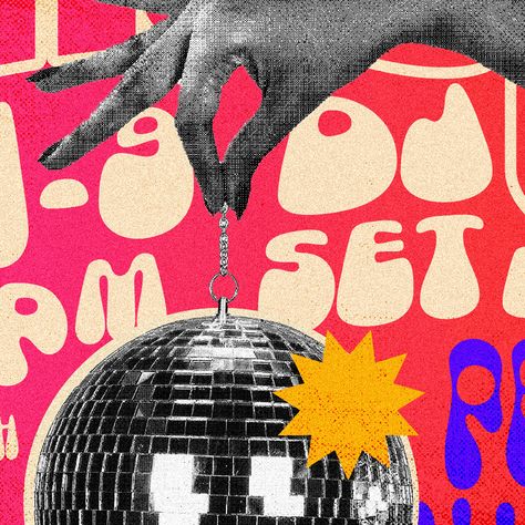 Disco Night on Behance Saturday Night Fever Aesthetic, 70s Pop Art, 70s Nightclub, Disco Party Flyer, Disco Party Poster, Disco Collage, Night Club Design, Disco Ball Wallpaper, Bands Posters