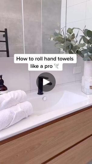 How to roll your hand towels like a pro ☁️ this fold is a simple (and free!) way to add a lovely finishing touch to your bathroom. The gold organiser | Kate Clean Home | vixorite · i want you How To Roll, Clean Home, Room Aesthetic, Home Hacks, The Gold, Like A Pro, I Want You, Want You, Hand Towels