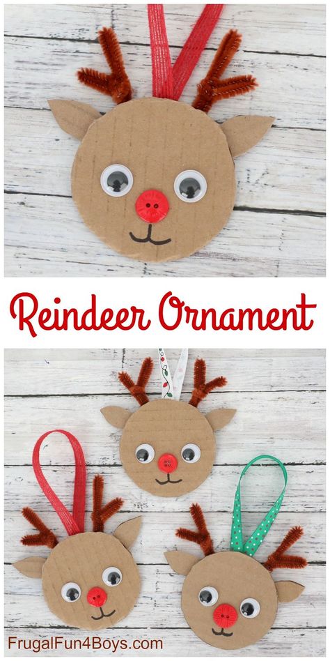 Déco Noël de récup ! Cardboard Reindeer, Kids Ornament, Cardboard Christmas, Reindeer Ornament, Preschool Christmas Crafts, Christmas Crafts For Kids To Make, Christmas Arts And Crafts, Fun Christmas Crafts, Reindeer Ornaments