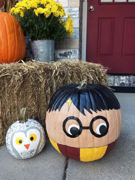 Disney Pumpkin Painting, Book Character Pumpkins, Harry Potter Pumpkin, Creative Pumpkin Painting, Character Pumpkins, Pumpkin Decorating Contest, Painting Halloween, Disney Pumpkin, Pumpkin Painting Ideas