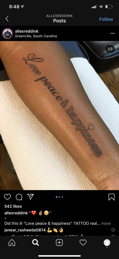 Love Peace And Happiness Tattoos, Peace Love And Happiness Tattoo, Love Peace Happiness Tattoo, Love And Happiness Tattoo, Happiness Tattoo, Peace Love And Happiness, Love Peace Happiness, Peace And Happiness, Peace Happiness