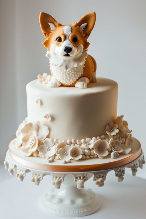 Adorable Corgi-Themed Dog Birthday Cake Ideas You'll Love Cakes For Dog Lovers, Corgi Cake Topper, Corgi Cake Ideas, Corgi Cake, Dog Birthday Cake Ideas, Corgi Birthday, Easter Cake Ideas, Corgi Stuff, Human Dog