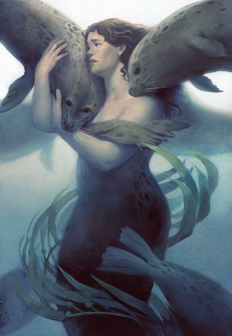 Julie Dillon, Water Spirit, Mermaids And Mermen, Mythological Creatures, Mermaid Art, Sea Animals, Giclee Art, Giclee Art Print, Pretty Art