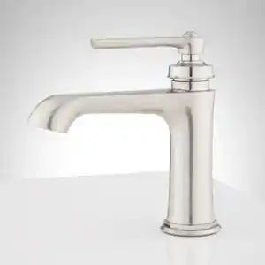 Signature Hardware Cooper Single Handle Monoblock Bathroom Sink Faucet in Brushed Nickel - 433247 - Ferguson Bathroom Faucets Brushed Nickel, Wall Cupboards, Faucet Bathroom, Company Design, Single Hole Bathroom Faucet, Downstairs Bathroom, Brass Faucet, Single Hole Faucet, Custom Shower