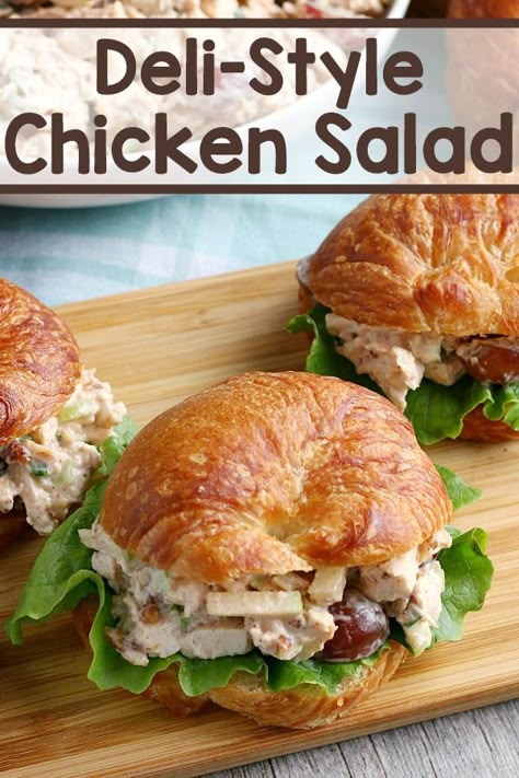 This homemade chicken salad is the perfect deli-style recipe to make at home. Learn how to make a flavorful and easy chicken salad recipe! Deli Chicken Salad Recipe, Deli Chicken Salad, Deli Style Chicken Salad, Croissant Sandwiches, Chicken Salad Sandwiches, Homemade Chicken Salads, Mixed Salad, Chicken Salad Recipe Easy, Easy Chicken Salad