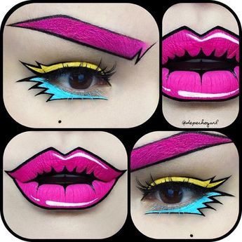 Pop Art Costume, Pop Art Party, Lichtenstein Pop Art, Pop Art Makeup, Pop Art Girl, Art Costume, Pop Art Comic, Art Makeup, Trendy Makeup