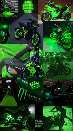 Green Motorbike Aesthetic, Green Motorcycle Aesthetic, Green And Black Motorcycle, Green Motorcycle, Car Aesthetics, Green Bike, Motorcycle Aesthetic, Iphone Wallpaper Classy, Motorcycle Wallpaper