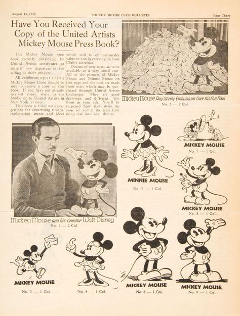 Hake's - “OFFICIAL BULLETIN OF THE MICKEY MOUSE CLUB” VOL. 2 NO. 15 THEATER OWNERS PROMO NEWSLETTER. Mickey Mouse Vintage, Walt Disney Mickey Mouse, Epic Mickey, Walter Elias Disney, Oswald The Lucky Rabbit, Graphic Novel Art, Mickey Mouse Club, Vintage Mickey Mouse, Disney Sticker