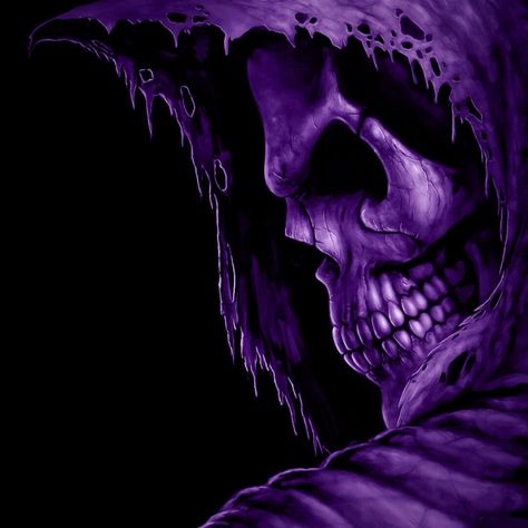 Purple Grim Reaper, Reaper Art, Skull Art Tattoo, Grim Reaper Art, Master List, Band Wallpapers, Fire Bird, Skull Wallpaper, Lion Art