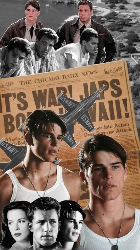 Pearl Harbor Danny, Pearl Harbour Movie, Josh Hartnett Pearl Harbor, Pearl Harbor Movie, 1940s Aesthetic, Josh Hartnett, Old Fashioned Love, Movie Collage, Gay Aesthetic