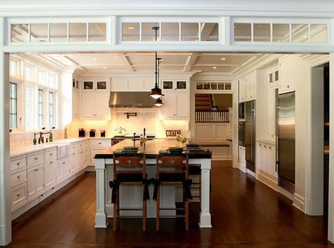 Interior Railings, Above Kitchen Cabinets, Stainless Kitchen, Dream Kitchens Design, First Kitchen, Interior Windows, Transom Windows, Southern Homes, Farmhouse Interior