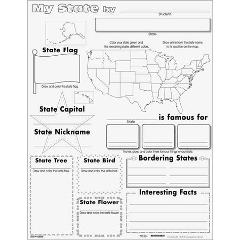 Ready-To-Decorate® My State Posters - 24 posters State Report Template, Social Studies Projects, 3rd Grade Social Studies, Teaching Geography, Homeschool Geography, Homeschool Social Studies, State Posters, Social Studies Worksheets, Geography Lessons