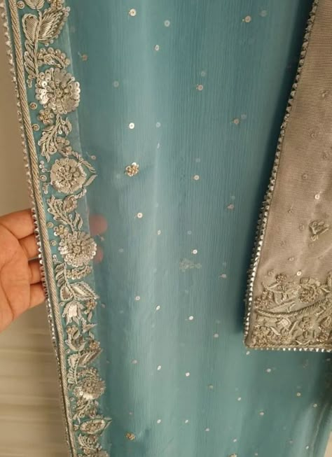 Handwork Dupatta, Heavy Suits, Designer Suits For Wedding, Dabka Work, Plain Suit, Cape Blouse, Patiala Suit Designs, Simple Hand Embroidery, Album Cover Wallpaper Collage