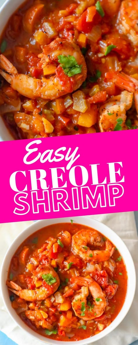 Easy Creole Recipes, Shrimp Creole Recipe Easy, Creole Sauce Recipe, One Pot Shrimp, Creole Shrimp Recipes, Creole Shrimp, Etouffee Recipe, Creole Sauce, Potted Shrimp