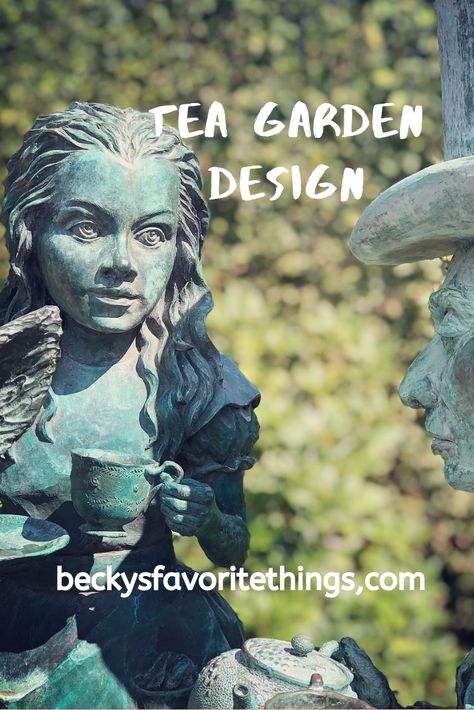 How to design a tea garden, pictures and plans for the garden with suggested plants, resources; books on design and plants for making tea Tea Garden Design Landscapes, Herbal Tea Garden Design, Tea Garden Plants List, Tea Garden Layout, Tea Garden Ideas, Tea Garden Plants, Tea Garden Design, Tea Herb Garden, English Tea Garden