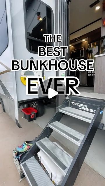 The Durells - RV Life on Instagram: "The BEST bunk house layout of a 5th wheel. This is our 2022 Cedar Creek 375BHO.   Dont forget to like, share, and follow! Please drop a comment what you would like to see next." Camp Trailer Living, Camper Bunkhouse Ideas, Diy Camper Projects, Rv With Bunkhouse, Mid Bunk Fifth Wheel, Inside Camper Ideas, Remodeled 5th Wheel Rv Interior, Mid Bunk Fifth Wheel Remodel, Off Grid Rv Living