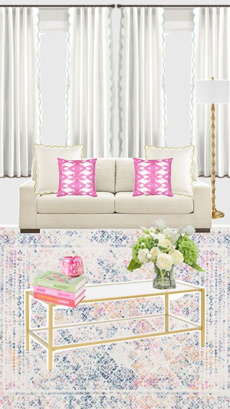 Preppy living room, fun living room, living room decor and inspo! Preppy Living Room Decor, Preppy Living Room, Pastel Preppy, Fun Living Room, Dallas Apartment, Design Boards, Living Room Living Room, Living Room Inspo, Board Design