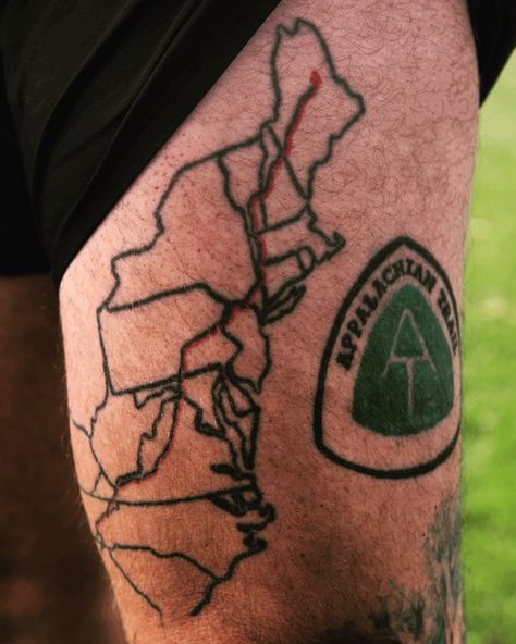 5,313 Likes, 87 Comments - Appalachian Trail Conservancy (@appalachiantrail) on Instagram: “Check out this awesome #AppalachianTrail tattoo by @lint_hikes — it seems he never wanted to be too…” Trail Tattoo Ideas, Tree Tattoos For Women, Hiking Tattoos, Trail Tattoo, Tree Tattoos, Hiking Tattoo, Forest Tattoos, Bare Tree, Different Tattoos